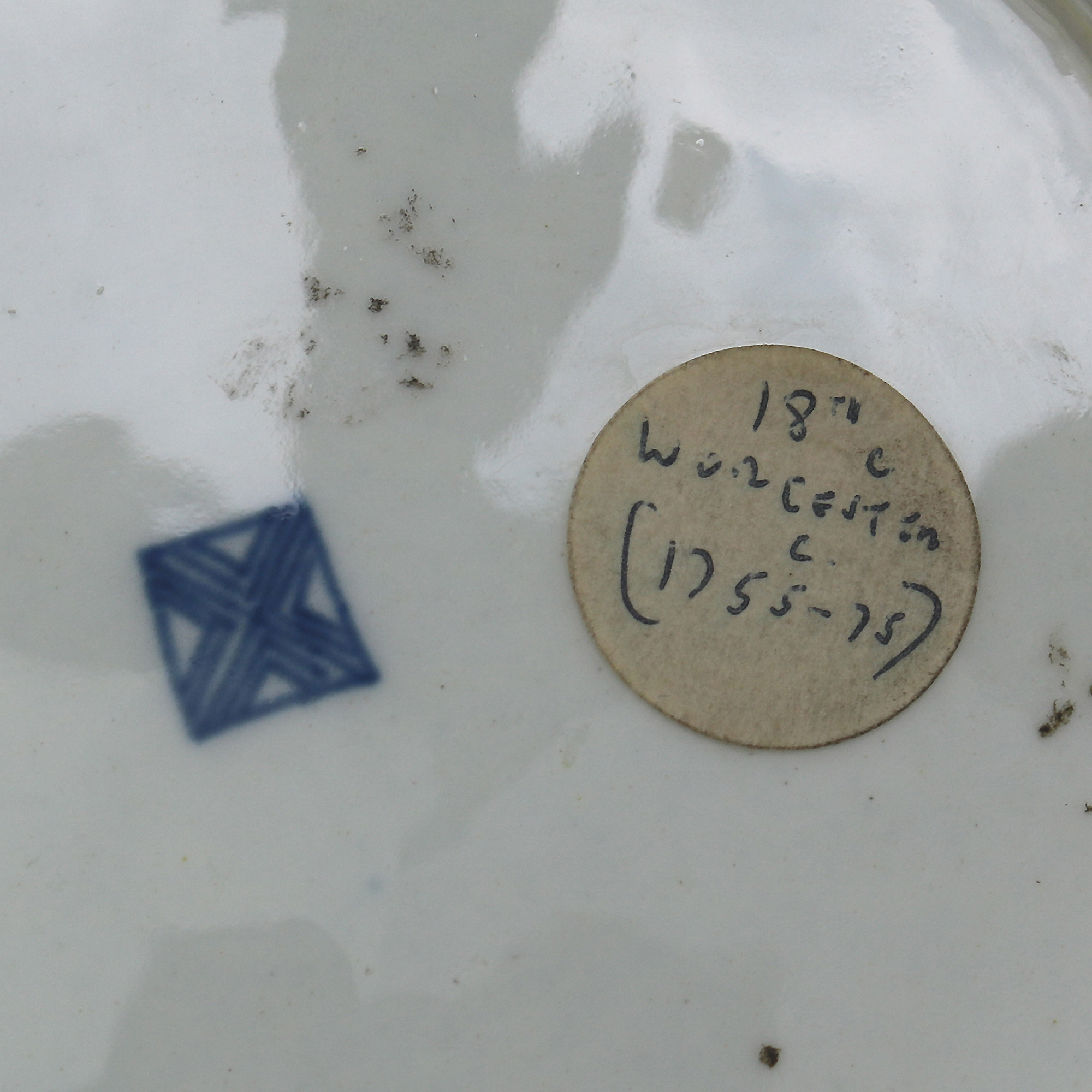 Antique Georgian porcelain 1st Period Worcester hand painted wet blue Plate 1755