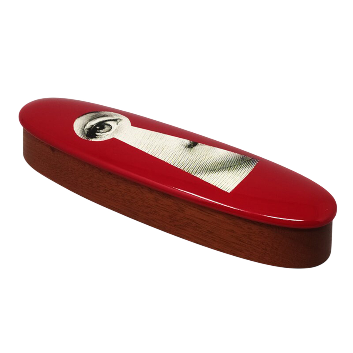 1990s Astonishing Red Fornasetti Wood Box signed Fornasetti. Made in Italy