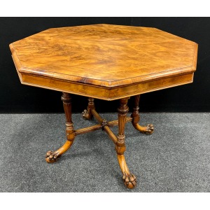 Magnificent 19th Century Walnut Octagonal Centre Table