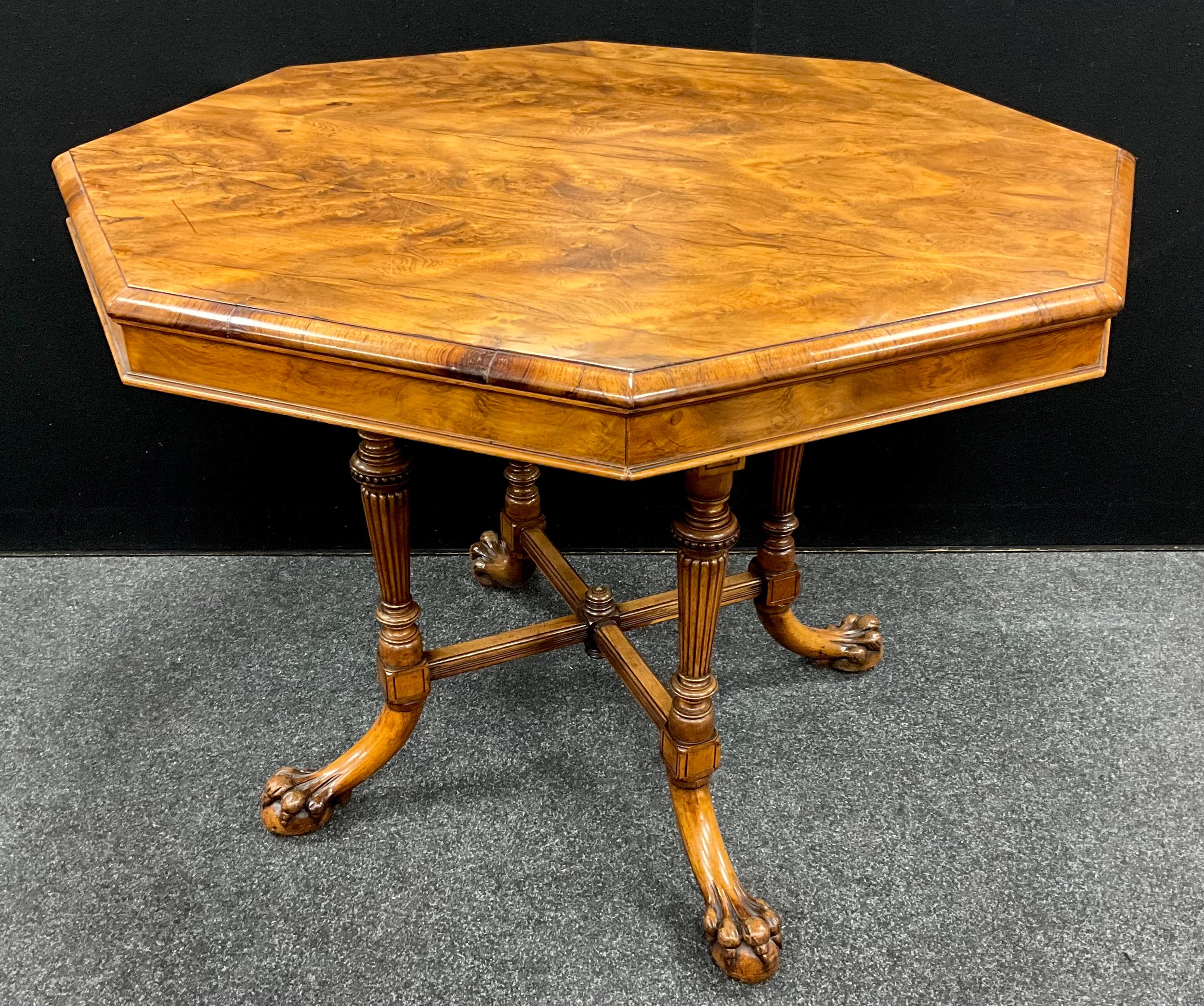 Magnificent 19th Century Walnut Octagonal Centre Table
