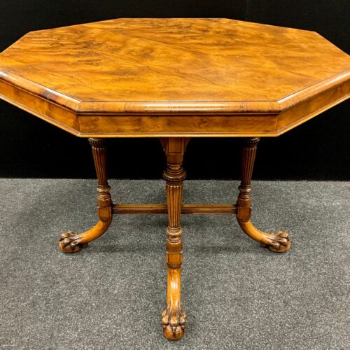 Magnificent 19th Century Walnut Octagonal Centre Table