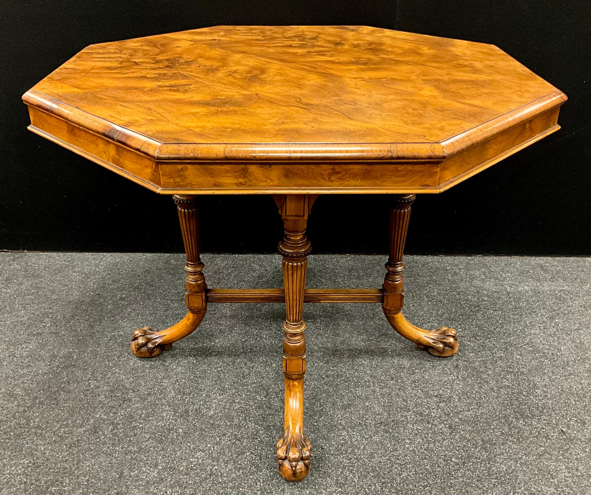 Magnificent 19th Century Walnut Octagonal Centre Table