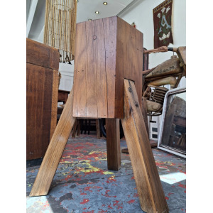 1960s Continental Brutalist 'Chopping Block' Side Table/Stand