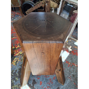 1960s Continental Brutalist 'Chopping Block' Side Table/Stand