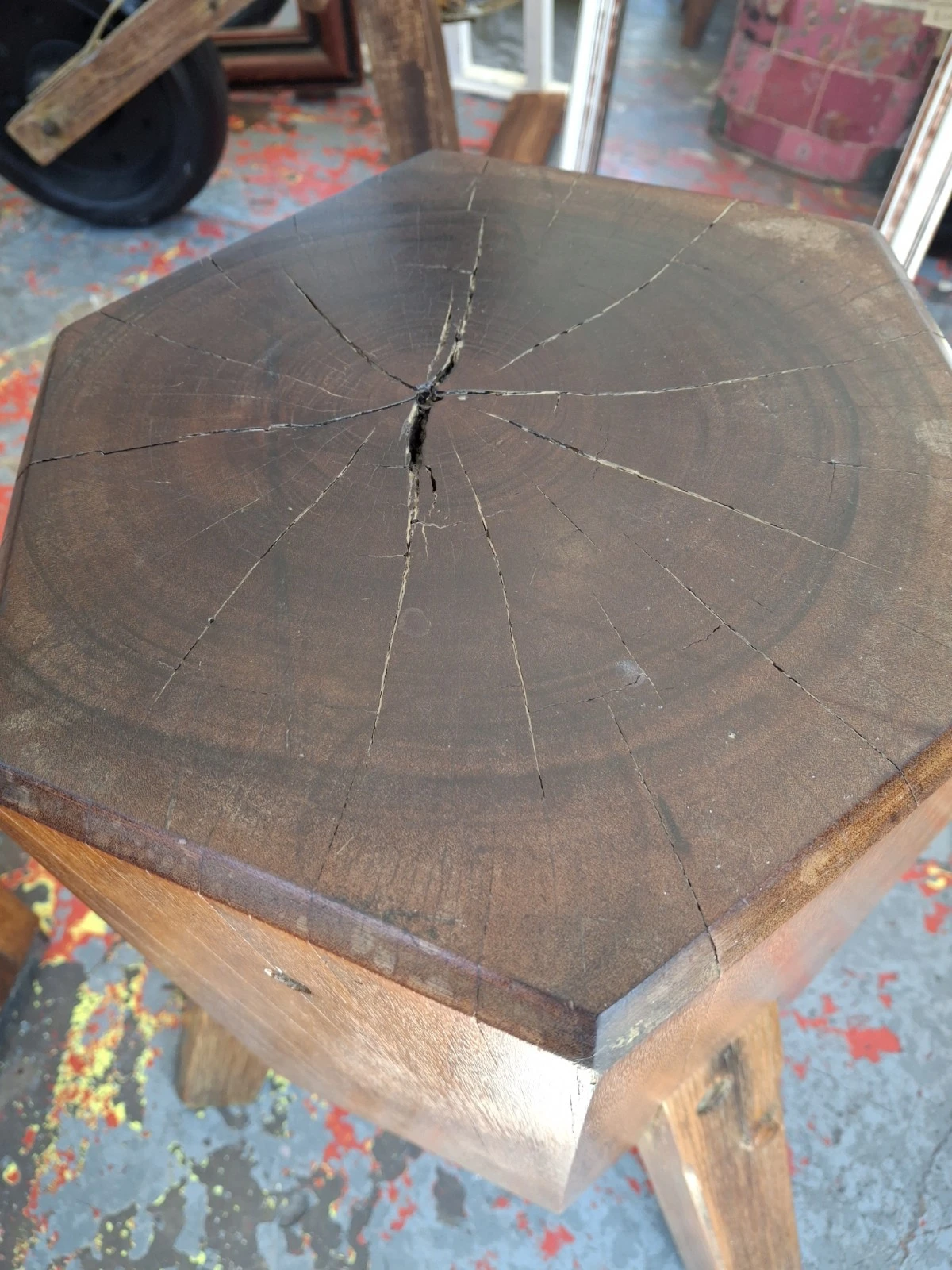 1960s Continental Brutalist 'Chopping Block' Side Table/Stand
