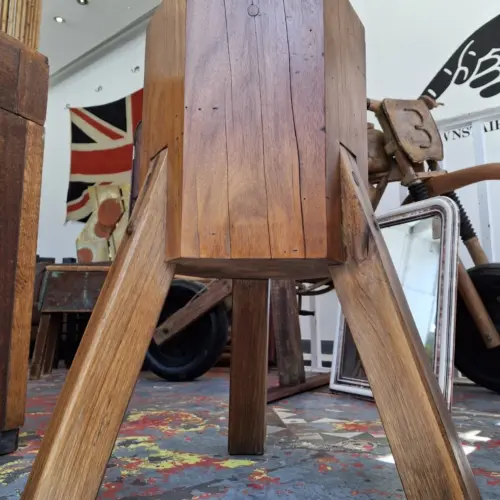 1960s Continental Brutalist 'Chopping Block' Side Table/Stand