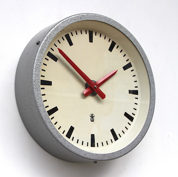 1960s East German Vintage Factory Wall Clock. Fully Guaranteed