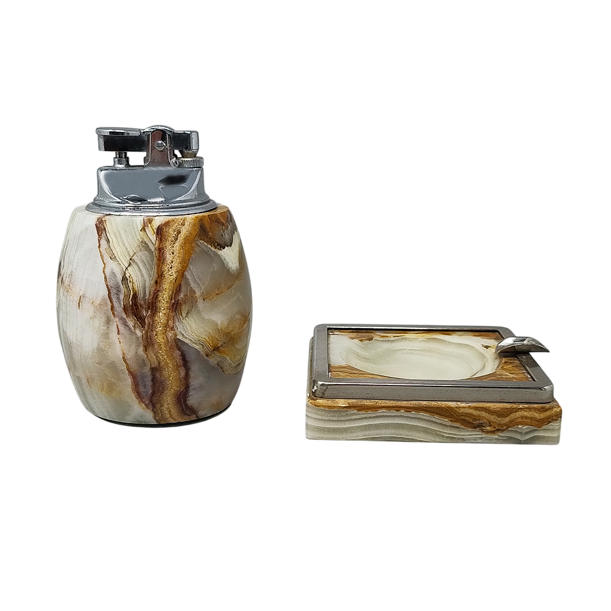 1960s Gorgeous Smoking Set in Onyx. Made in Italy