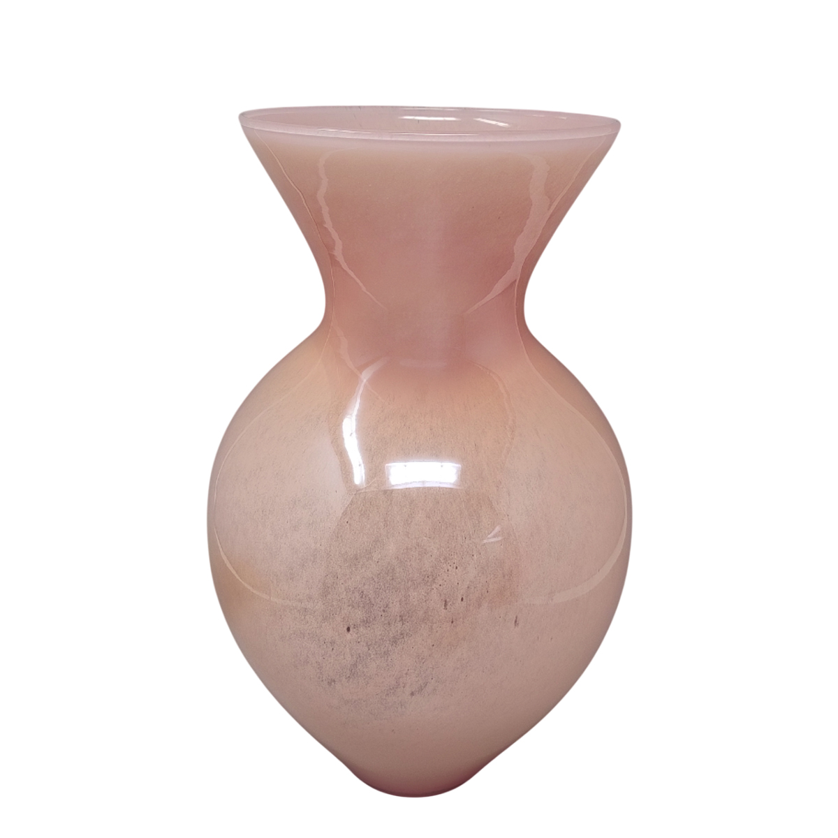 1970s Luxury Pink Handrafted Vase in Murano Glass by Maestro del Vetro. Made in Italy