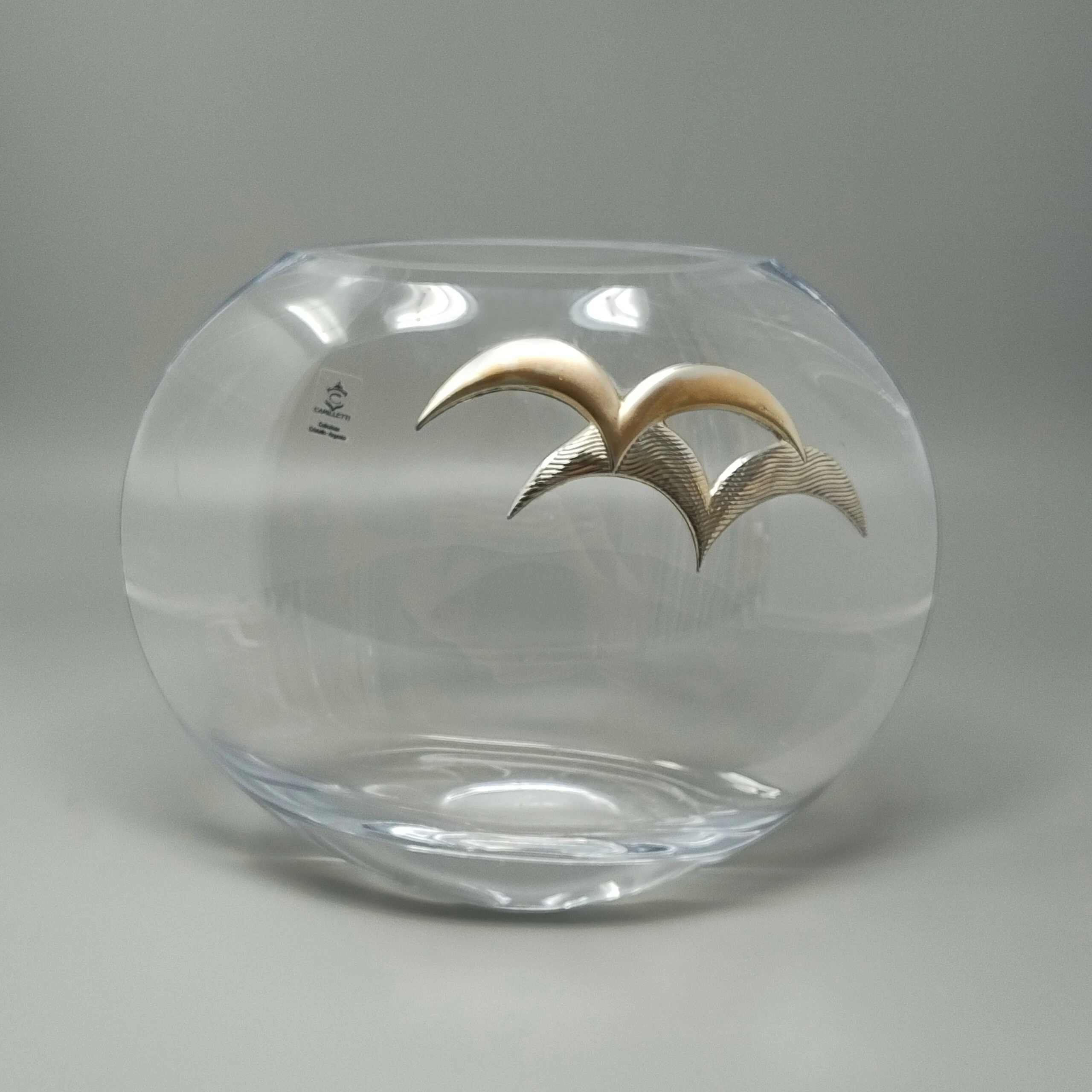 1970s Exquisited Luxury Vase in Crystal and Silver by Camilletti. Made in Italy