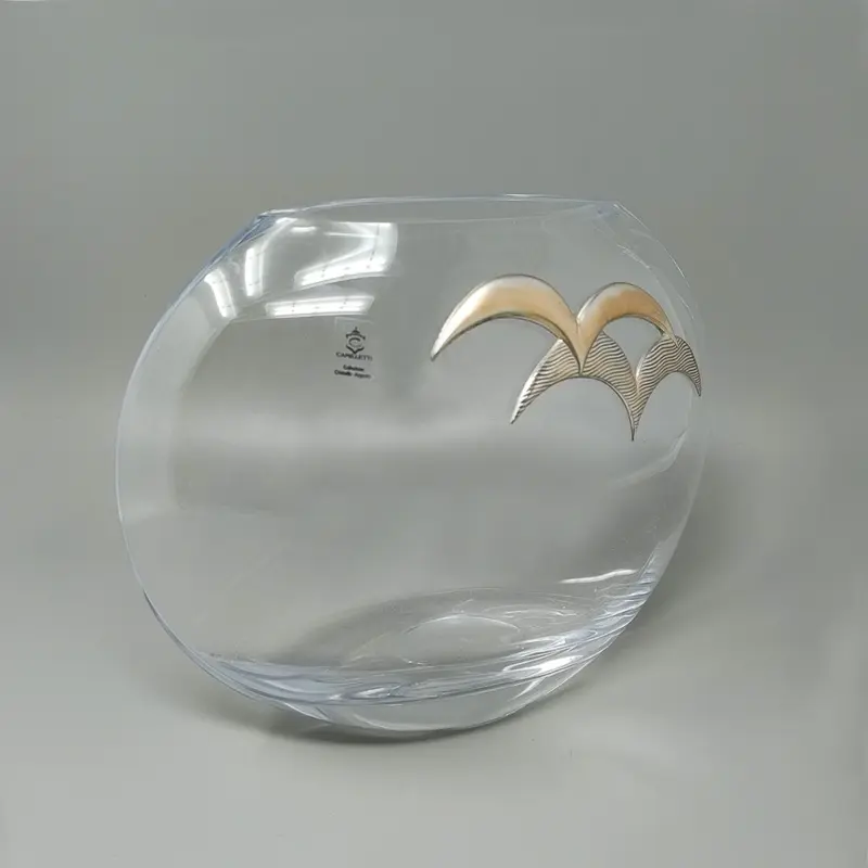 1970s Exquisited Luxury Vase in Crystal and Silver by Camilletti. Made in Italy