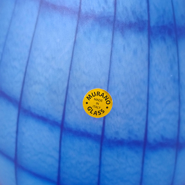 1970s Luxury Blue Handrafted Vase in Murano Glass by Ca dei Vetrai Made in Italy - Image 6