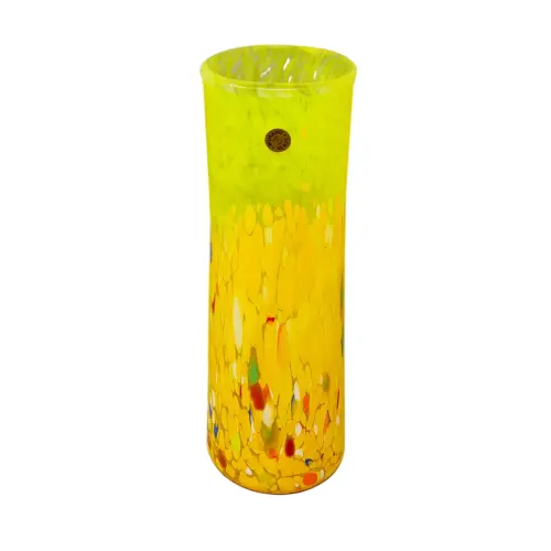 1970s Luxury Yellow Handrafted Vase in Murano Glass by Maestro del Vetro. Made in Italy