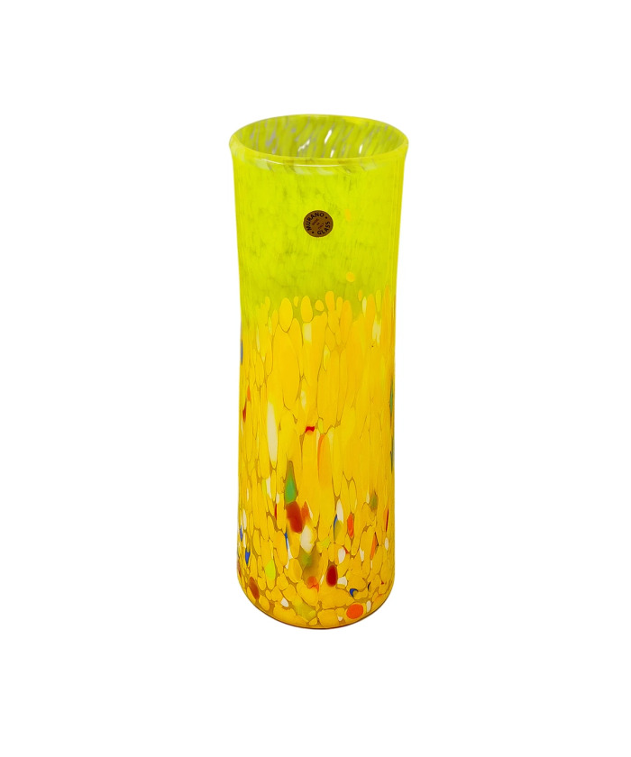 1970s Luxury Yellow Handrafted Vase in Murano Glass by Maestro del Vetro. Made in Italy