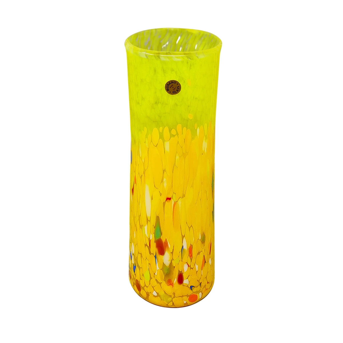1970s Luxury Yellow Handrafted Vase in Murano Glass by Maestro del Vetro. Made in Italy