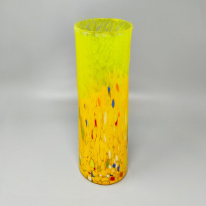 1970s Luxury Yellow Handrafted Vase in Murano Glass by Maestro del Vetro. Made in Italy