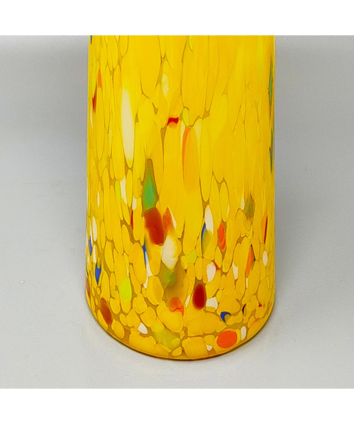 1970s Luxury Yellow Handrafted Vase in Murano Glass by Maestro del Vetro. Made in Italy