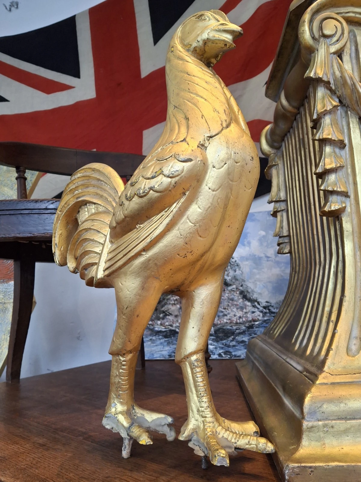 1970s Carved & Gilt Courage Brewery Advertising Cockerel. Vintage/Breweriana