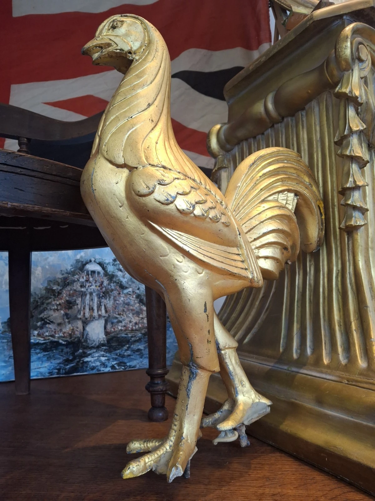1970s Carved & Gilt Courage Brewery Advertising Cockerel. Vintage/Breweriana
