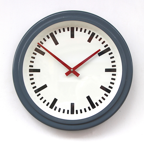 1970s West German Vintage Factory Wall Clock. Fully Guaranteed