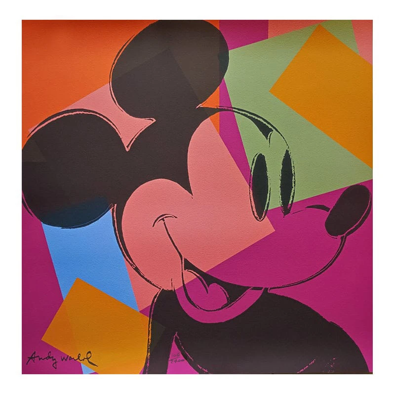 1980s Gorgeous Andy Warhol "Mickey Mouse" Limited Edition Lithograph by CMOA