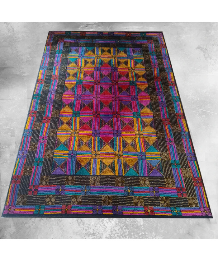 1980s Gorgeous Geometric Italian Woolen Rug by Missoni for T&J Vestor