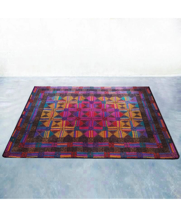 1980s Gorgeous Geometric Italian Woolen Rug by Missoni for T&J Vestor