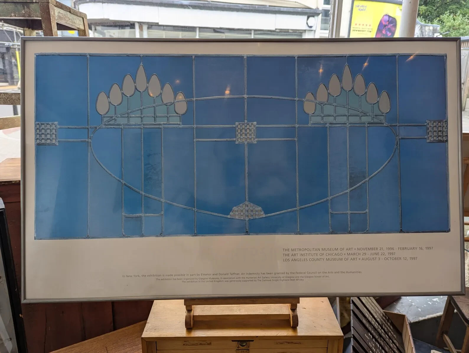 1996 Framed Charles Rennie Mackintosh Met Exhibit Print. Art/Vintage