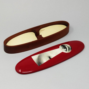 1990s Astonishing Red Fornasetti Wood Box signed Fornasetti. Made in Italy