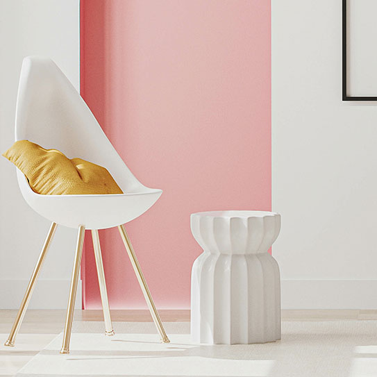 Inteiror Design with pink theme and white chair