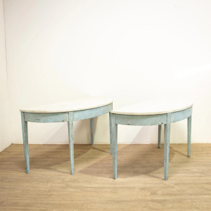 Pair of Painted Regency Demi Lune Console Tables