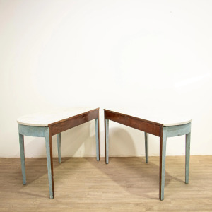 Pair of Painted Regency Demi Lune Console Tables