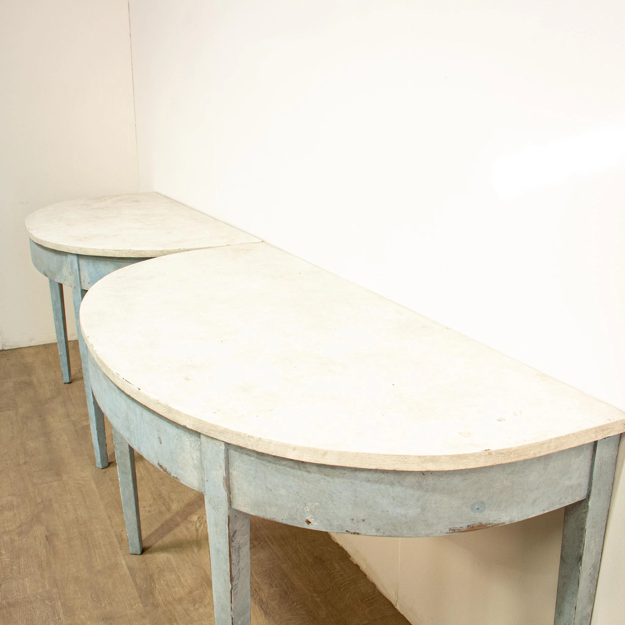 Pair of Painted Regency Demi Lune Console Tables