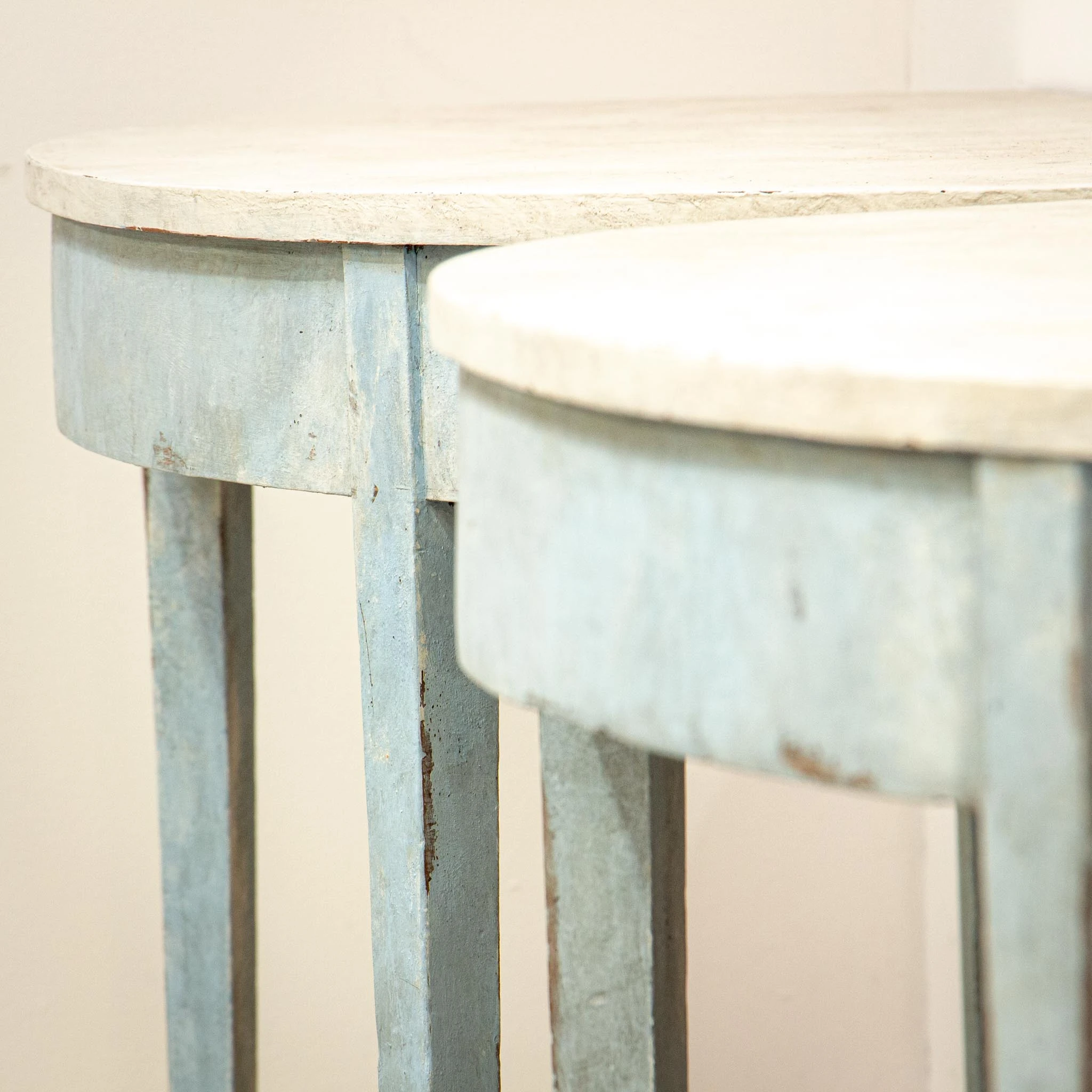 Pair of Painted Regency Demi Lune Console Tables