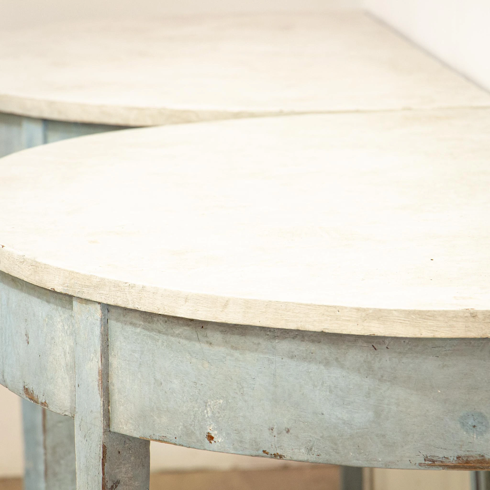 Pair of Painted Regency Demi Lune Console Tables