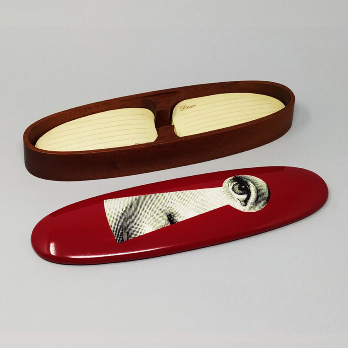 1990s Astonishing Red Fornasetti Wood Box signed Fornasetti. Made in Italy