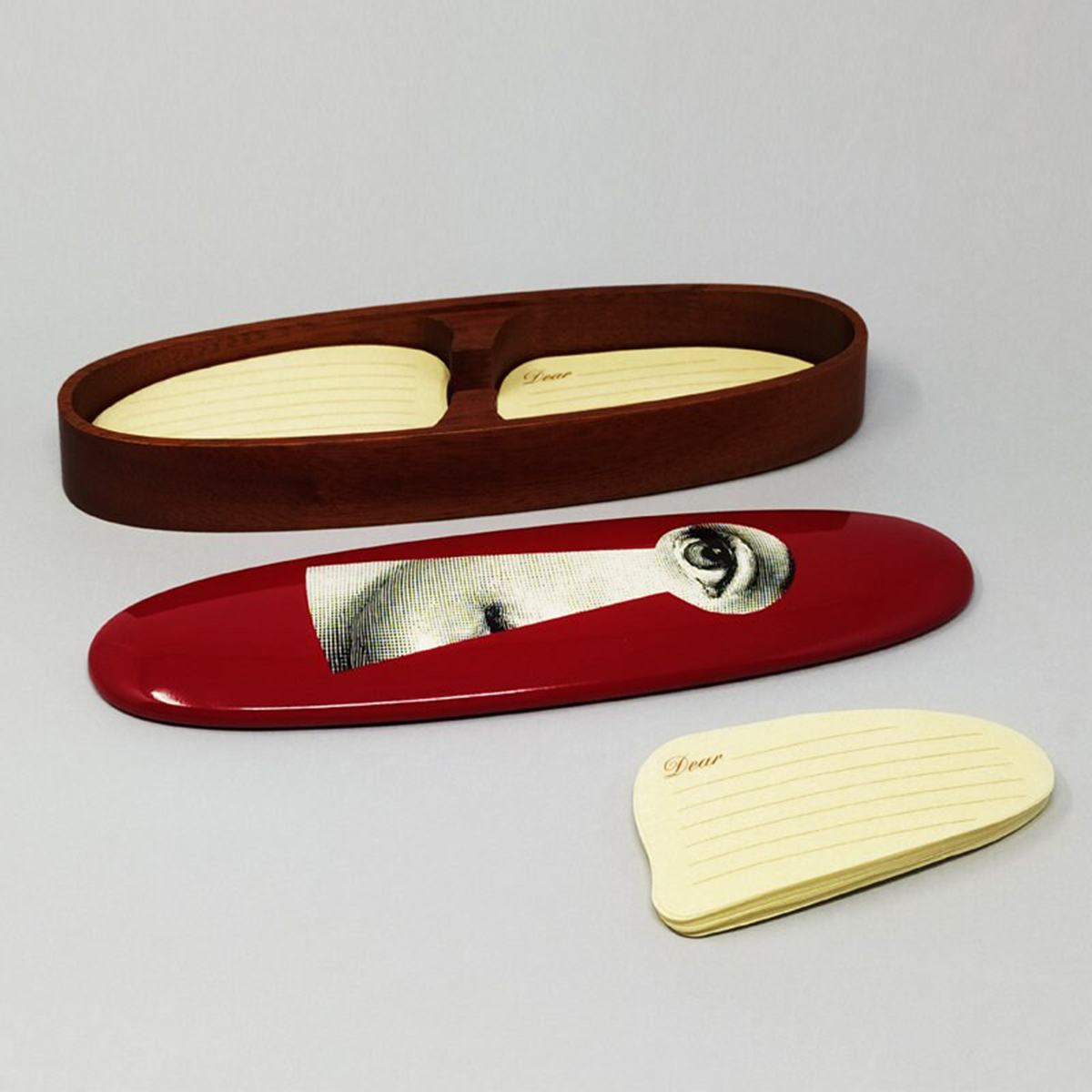 1990s Astonishing Red Fornasetti Wood Box signed Fornasetti. Made in Italy