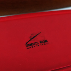1990s Astonishing Red Fornasetti Wood Box signed Fornasetti. Made in Italy