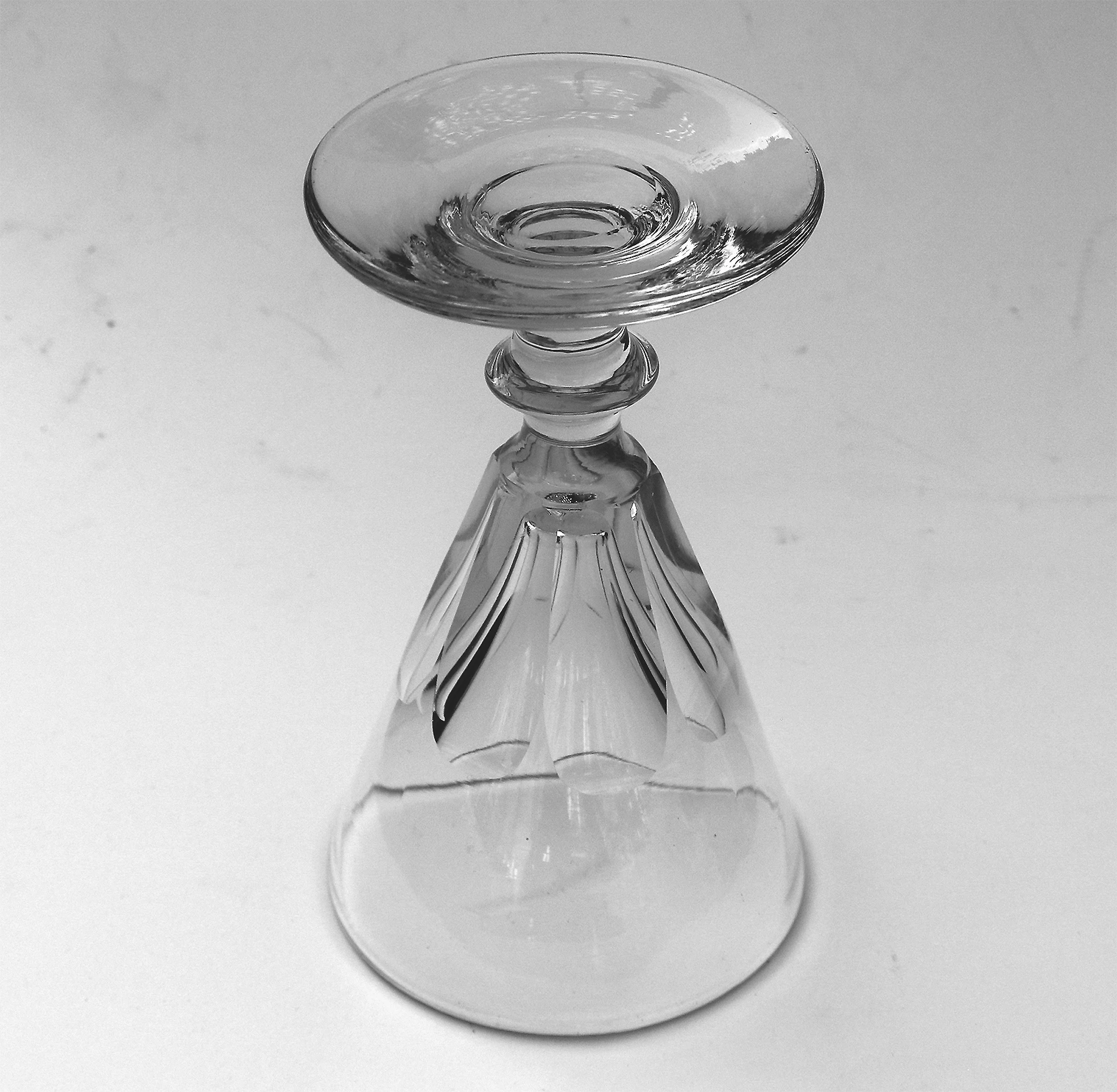 A set 4X antique Stemware cut glass deceptive illusion Spirit Glasses C.19thC