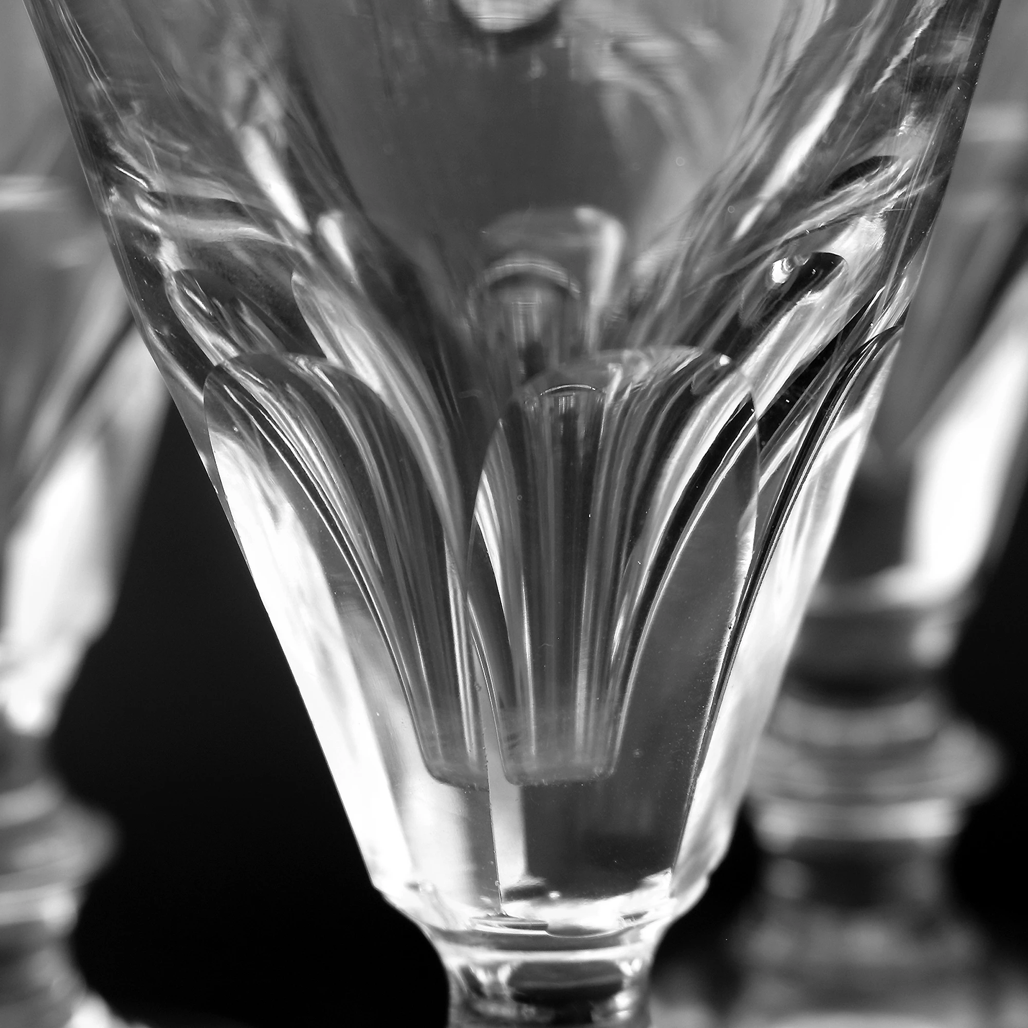 A set 4X antique Stemware cut glass deceptive illusion Spirit Glasses C.19thC