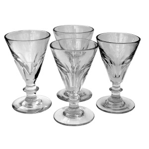 A set 4X antique Stemware cut glass deceptive illusion Spirit Glasses C.19thC