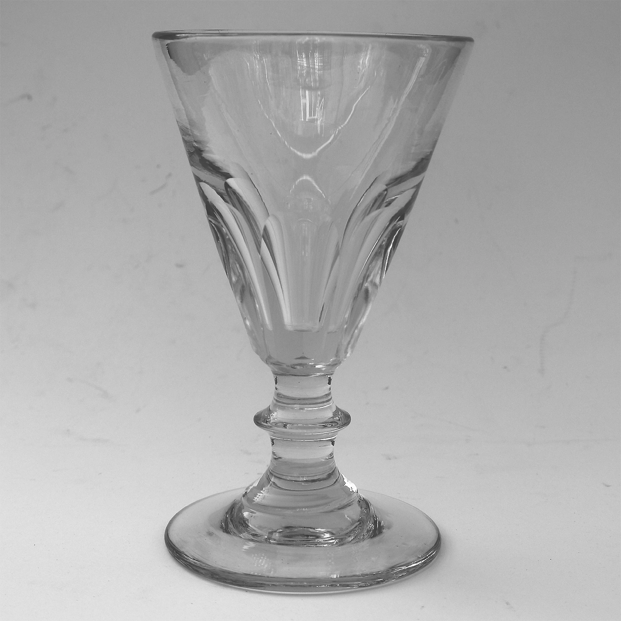 A set 4X antique Stemware cut glass deceptive illusion Spirit Glasses C.19thC