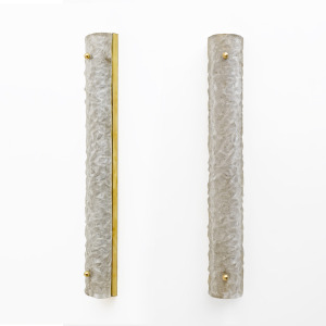 Pair of Modern Brass and Murano Glass "Scavo" Sconces