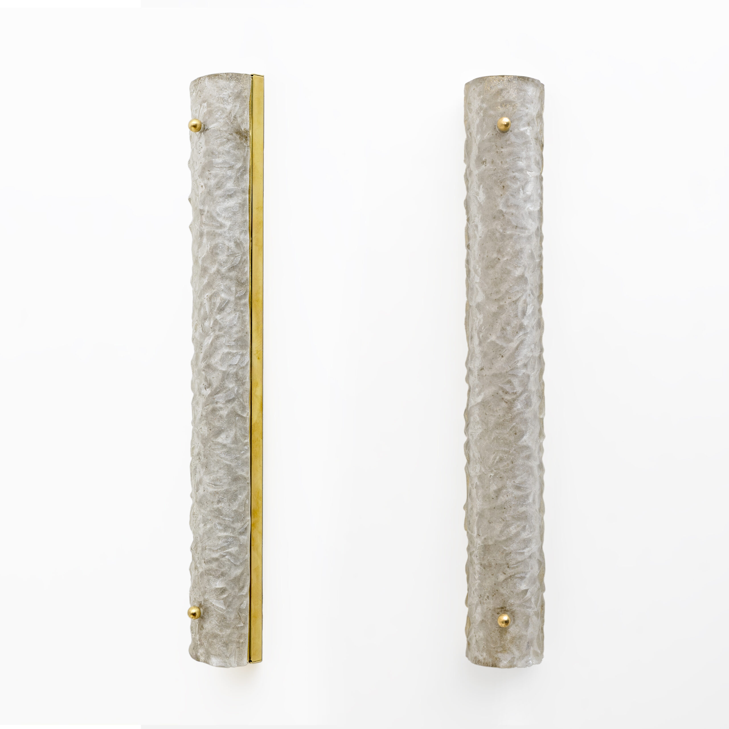 Pair of Modern Brass and Murano Glass "Scavo" Sconces