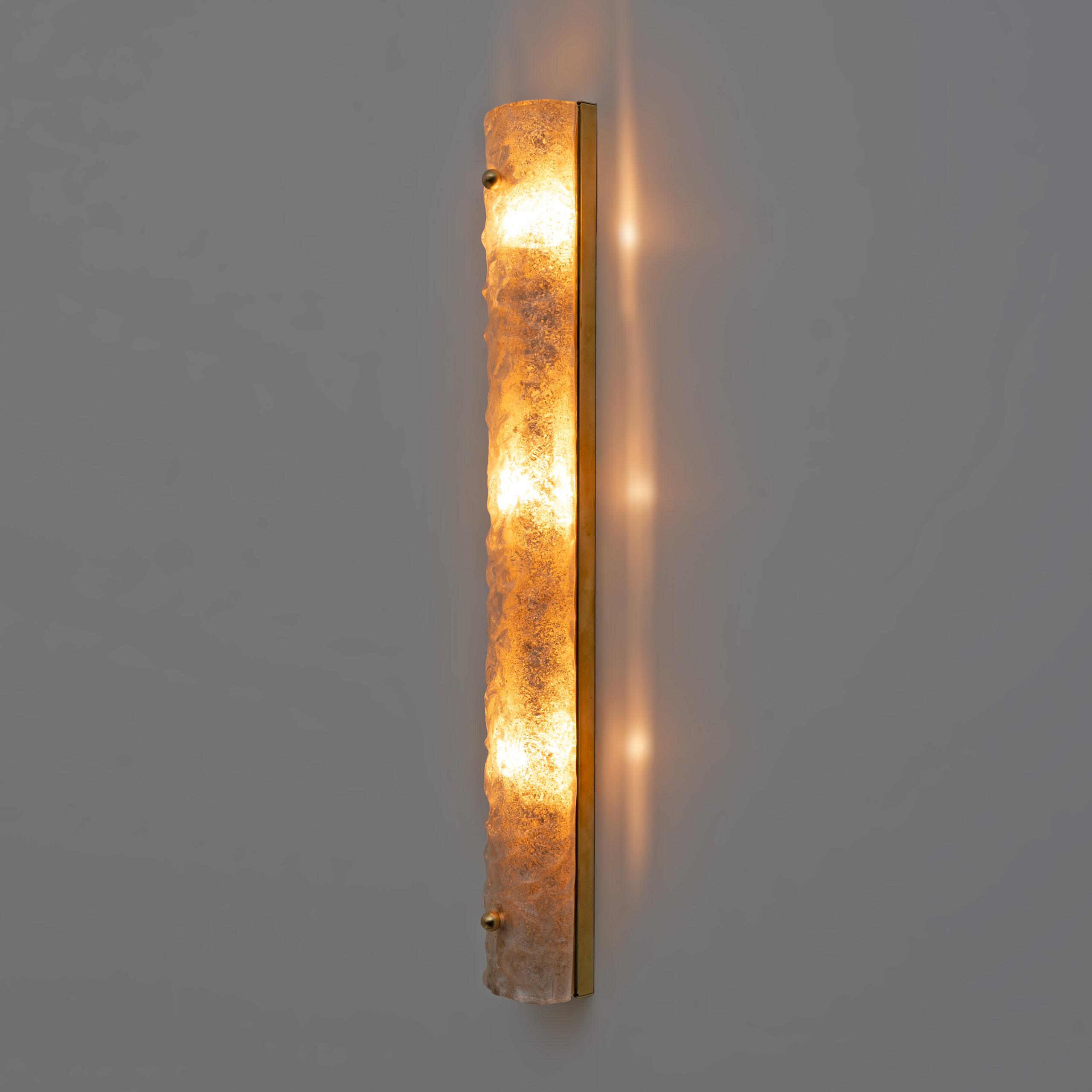 Pair of Modern Brass and Murano Glass "Scavo" Sconces