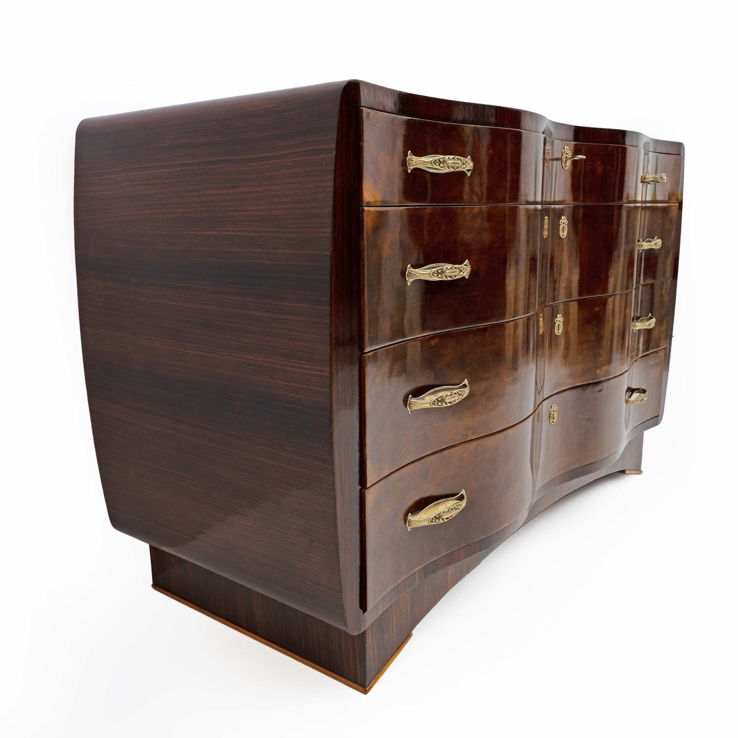 Art Deco Italian Thuja Root Curved Chest of Drawers, 1930s