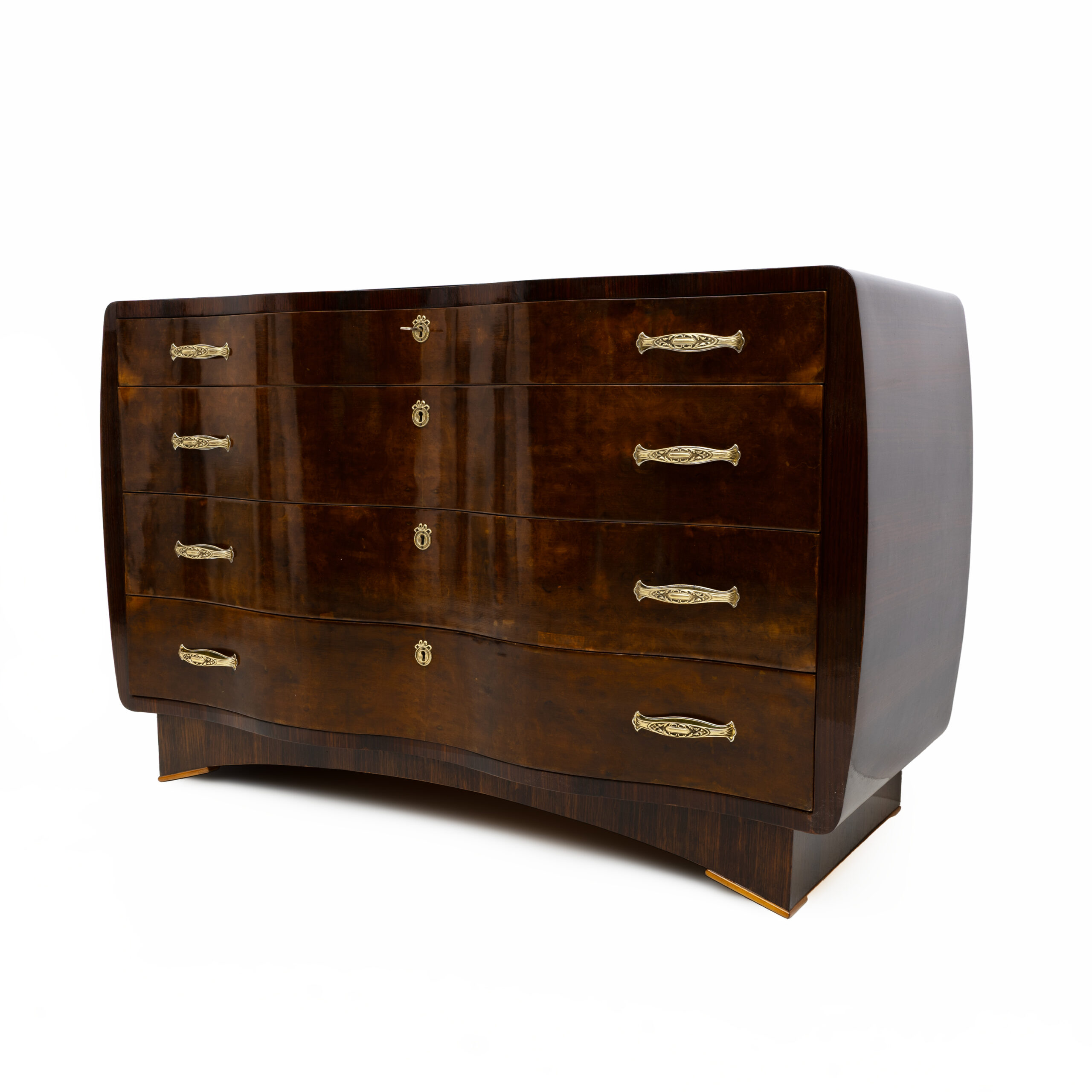 Art Deco Italian Thuja Root Curved Chest of Drawers, 1930s