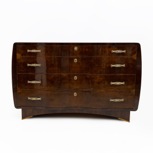 Art Deco Italian Thuja Root Curved Chest of Drawers, 1930s