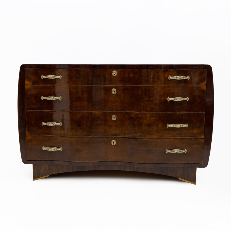 Art Deco Italian Thuja Root Curved Chest of Drawers, 1930s