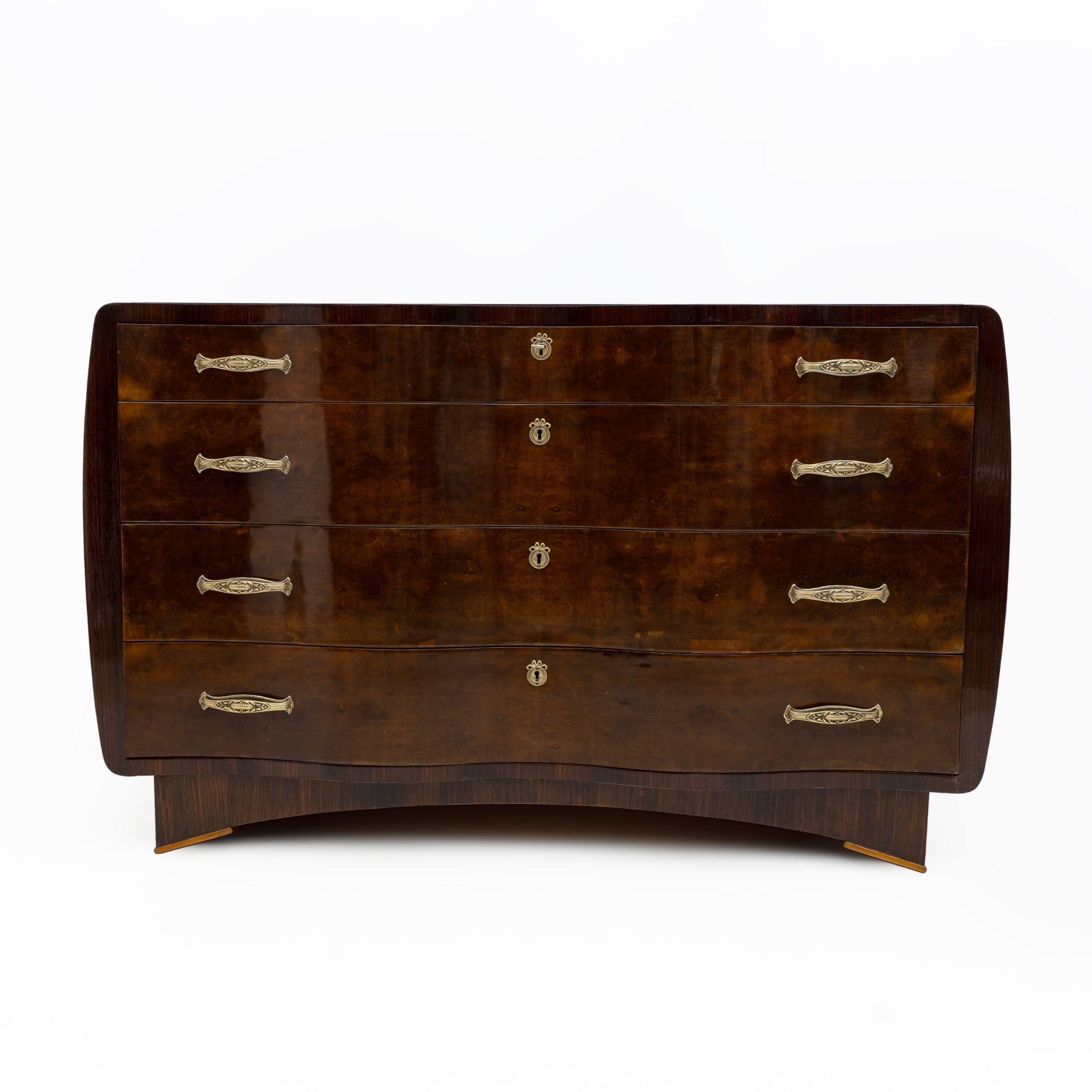 Art Deco Italian Thuja Root Curved Chest of Drawers, 1930s